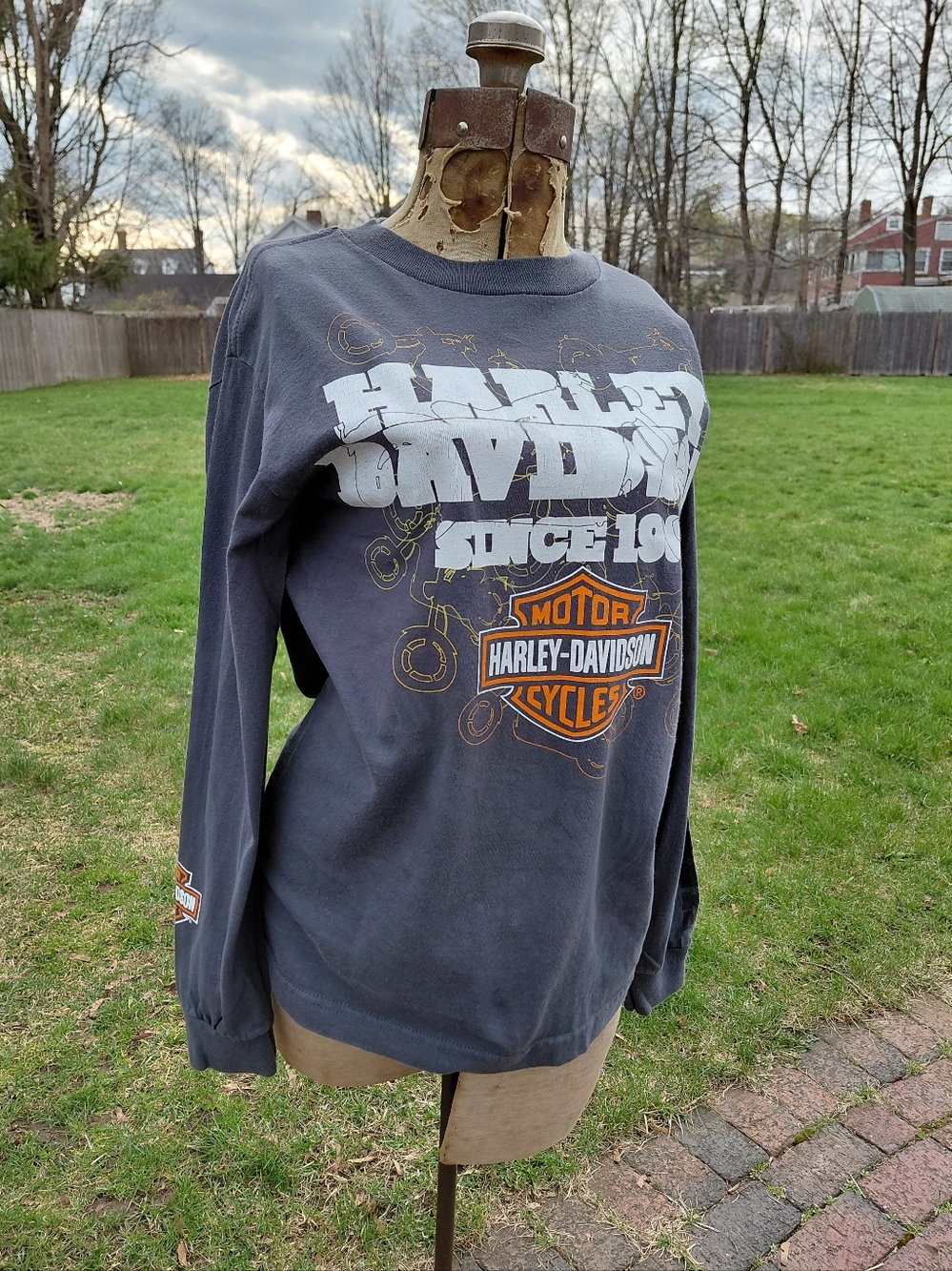 Harley Davidson Jamaica gray graphic print long sleeve tee tshirt Womens S